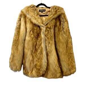 DONNA SALYERS FABULOUS FURS~Red Fox~FAUX FUR HOODED JACKET COAT